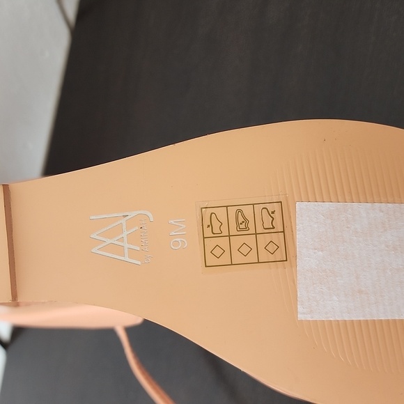 NEW AAJ By Aminah Nina Lace-Up Architectural Wedge Peach orange 9 Heel Sandals - Picture 7 of 9